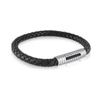 Load image into Gallery viewer, Black Leather Stainless Steel 
Length: 8.25"