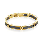 Load image into Gallery viewer, Gold Stainless Steel Carbon Fibre Fancy Link Bracelet
Length: 8" + 1"