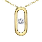 Load image into Gallery viewer, 10K Yellow Gold Diamond Paperclip Dancing Stone Pendant Necklace