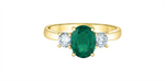 Load image into Gallery viewer, 10K Yellow Gold 3 Stone Lab Emerald and Lab Diamonds Ring
Primary Sto