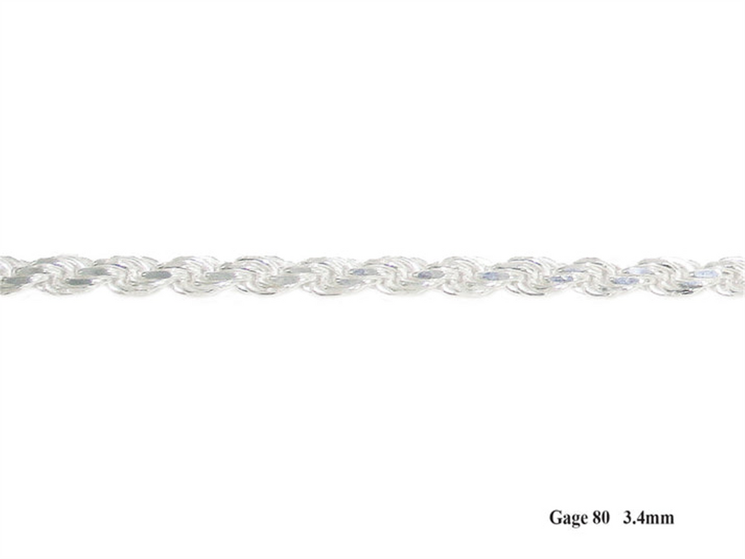 Sterling Silver Rope Chain 
Width: 3.4mm
Length: 20"