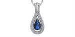 Load image into Gallery viewer, 10K White Gold Pear Polished Sapphire Diamonds Pendant Necklace
PEN