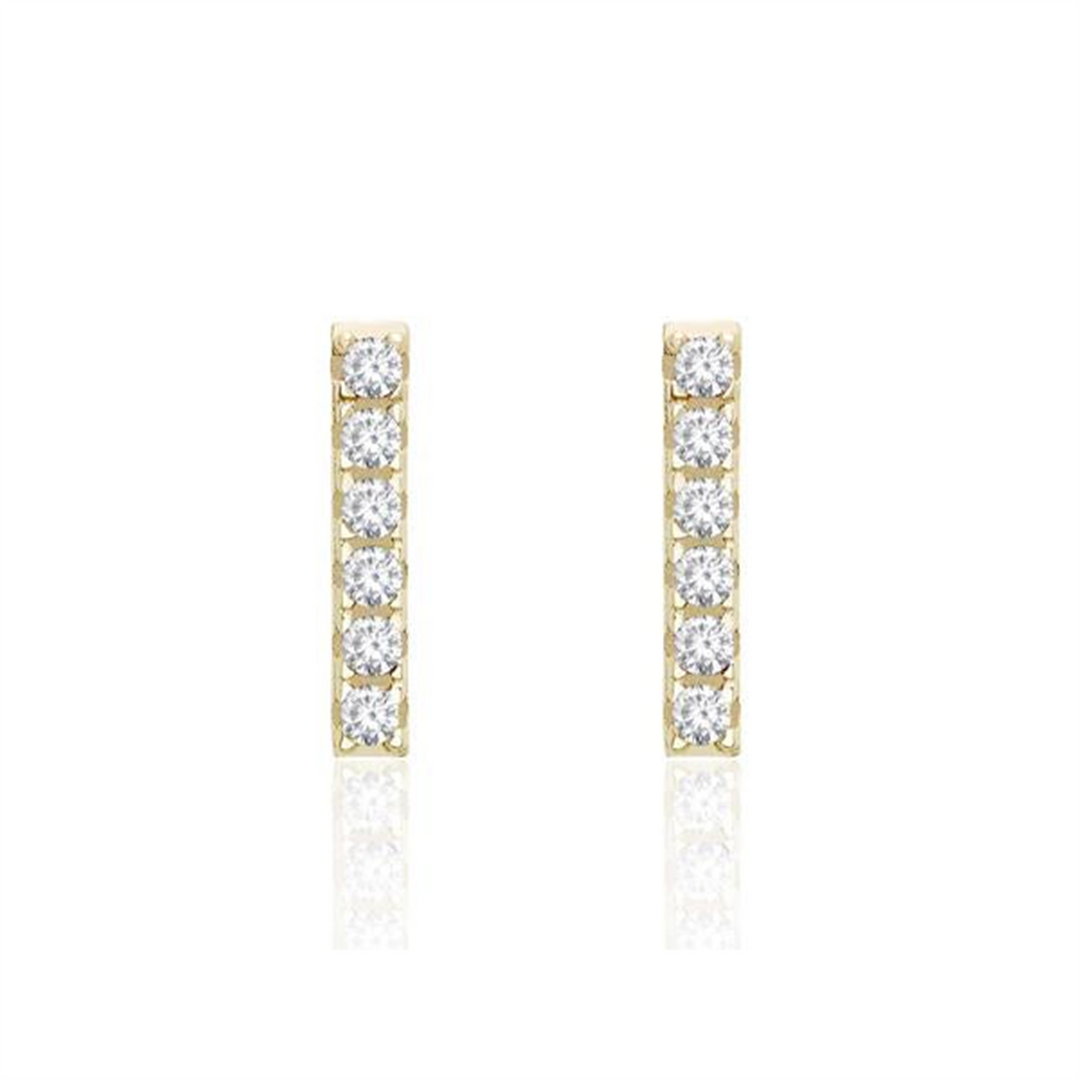 Yellow Sterling Silver Cubic Zirconium Bar Polished Stud Earrings
Ear
