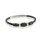 Load image into Gallery viewer, Black Leather Stainless Steel Bar 
Length: 8.25"