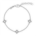Load image into Gallery viewer, White Sterling Silver Open Clover Open Link Bracelet
Top Width: 1.8m