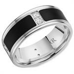 Load image into Gallery viewer, Men's White Gold Flat Diamond Band and Enamel Inlay
Total Diamonds: