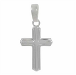 Load image into Gallery viewer, Sterling Silver White Polished Cross Religious Pendant 
Length: 30mm