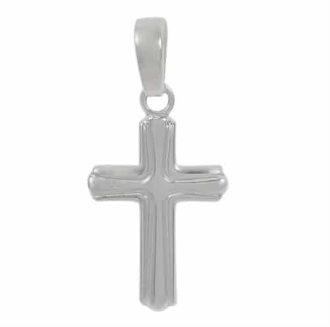 Sterling Silver White Polished Cross Religious Pendant 
Length: 30mm