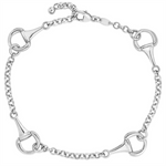 Load image into Gallery viewer, White Sterling Silver Horseshoe Rolo Bracelet 
Top Width: 3mm
Length