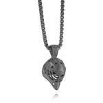 Load image into Gallery viewer, Matte' Gun-Metal Grey Stainless Steel Hockey Goalie Helmet Necklace