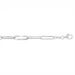 Load image into Gallery viewer, White Sterling Silver Paperclip Bracelet
Top Width: 5.8mm
Length: 7