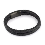 Load image into Gallery viewer, Black Leather Stainless Steel 
Length: 8.5"
