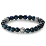 Load image into Gallery viewer, Blue Tiger Eye Stainless Steel 
Length: 8.25"