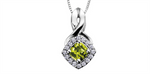 Load image into Gallery viewer, 10K White Gold Halo Polished Peridot Diamonds Pendant Necklace
PEND