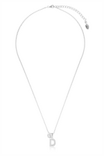 Load image into Gallery viewer, White Sterling Silver Initial "D" Polished Pendant Necklace
PENDANT