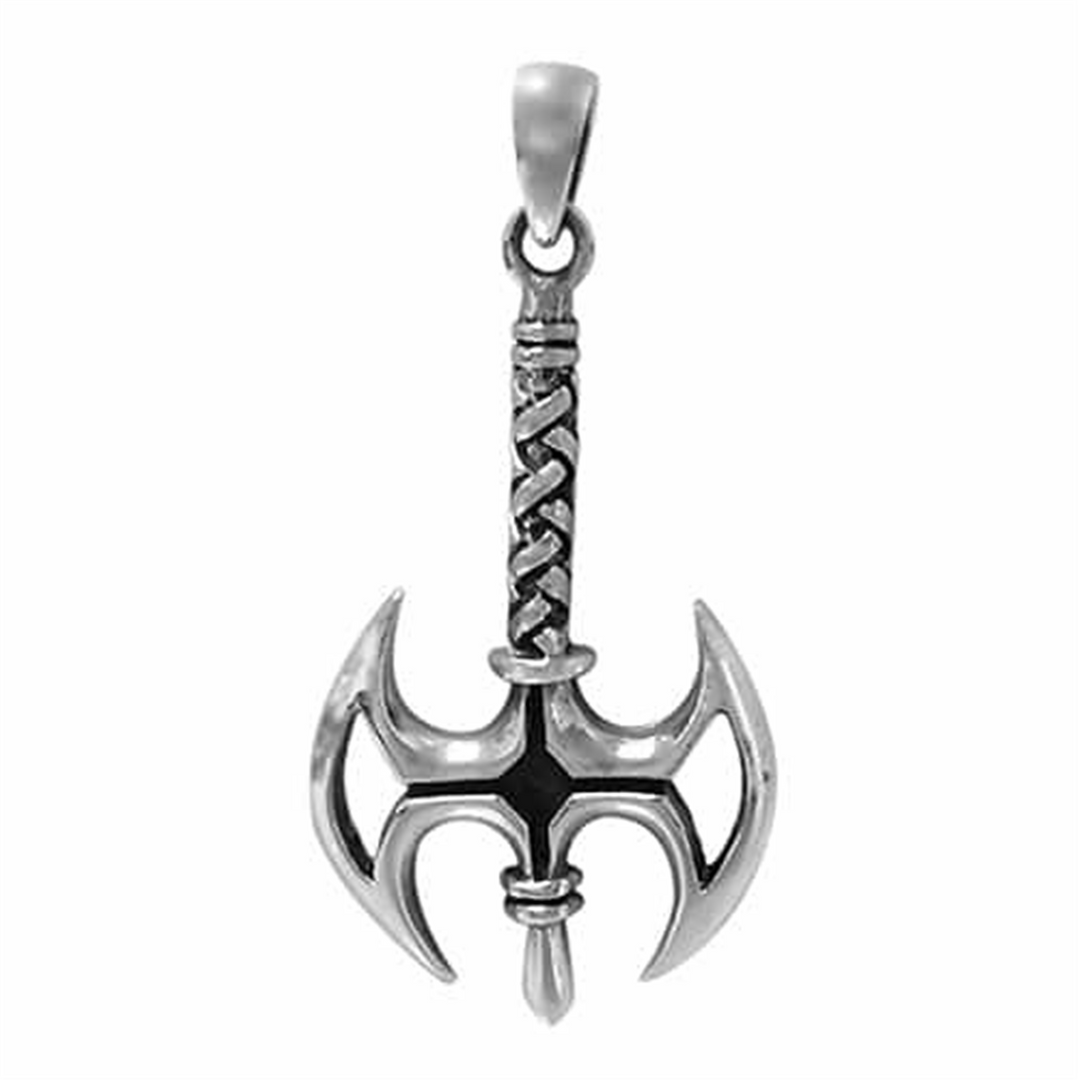 Sterling Silver White Viking Axe Pendant 
Length: 48mm