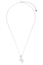 Load image into Gallery viewer, White Sterling Silver Initial "W" Polished Pendant Necklace
PENDANT
