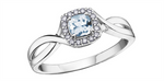 Load image into Gallery viewer, 10K White Gold Halo Aqua and Diamonds Ring
Primary Stone: Cushion-Cut
