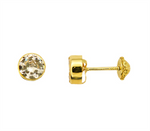 Load image into Gallery viewer, Kid's 10K Yellow Gold Round CZ Stud Earrings
Dimensions: 3.3mm