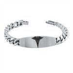 Load image into Gallery viewer, White Stainless Steel Medical Alert Curb Bracelet 
Length: 8.5" + 0.5