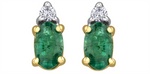 Load image into Gallery viewer, 10K Yellow Gold Oval Emeralds Diamonds Stud Earrings
Primary Stone: O