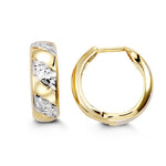 Load image into Gallery viewer, 10K Yellow & White Gold Diamond Cut Huggie Earrings
Collection: Huggi
