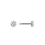 Load image into Gallery viewer, 14K White Gold Flower Nose Stud with Cubic Zirconia 
Collection: Sparkles