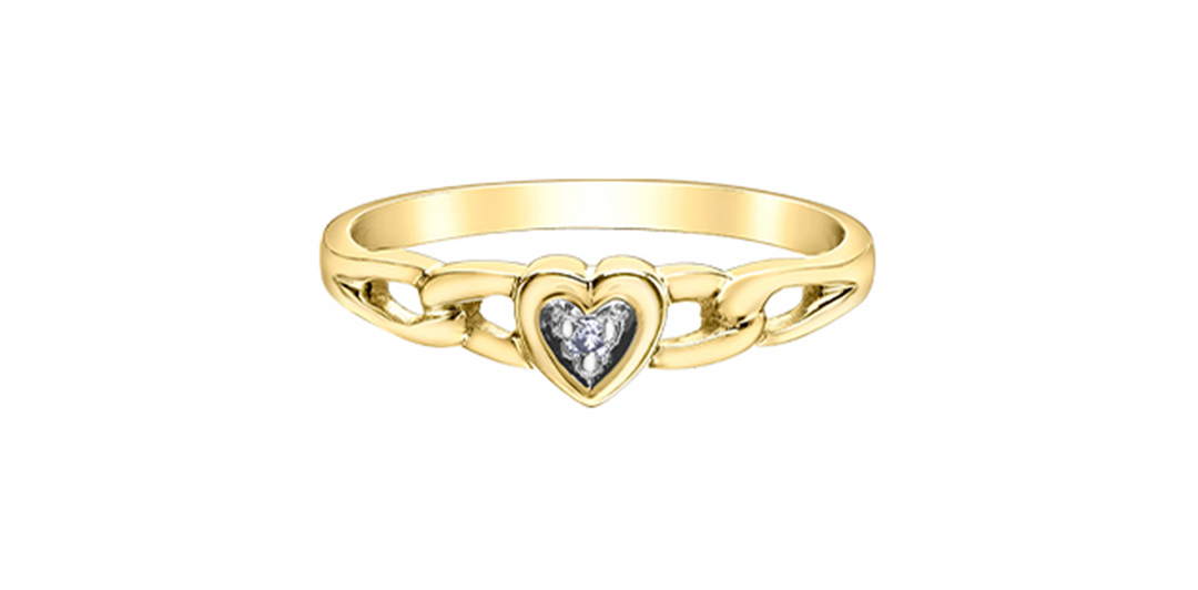 Lady's 10K Yellow Gold Heart Diamond Ring