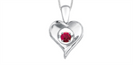 Load image into Gallery viewer, Sterling Silver Gold Heart Ruby Dancing Stone Pendant Necklace