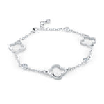 Load image into Gallery viewer, Stainless Steel Clover Cable Link Bracelet with Cubic Zirconiums 
Len
