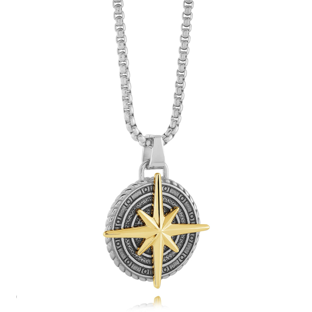 Multi-Finish Gold Stainless Steel Northern Star Necklace