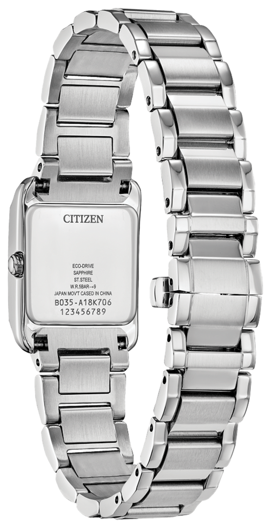 CITIZEN Lady's Stainless Steel Eco-Drive Dress Watch with White Mother of Pearl Dial