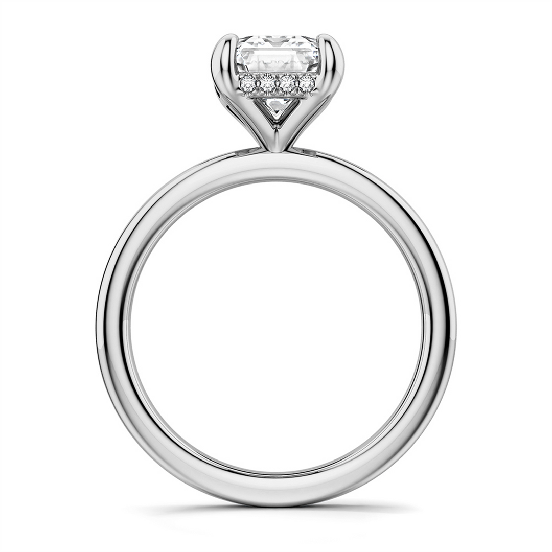 White Gold Hidden Halo Diamond Engagement Ring Semi-Mount
Fits Centre