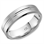 Load image into Gallery viewer, Men's White Gold Bevel Band with Sandpaper Finish 
Top Width: 6 mm
R