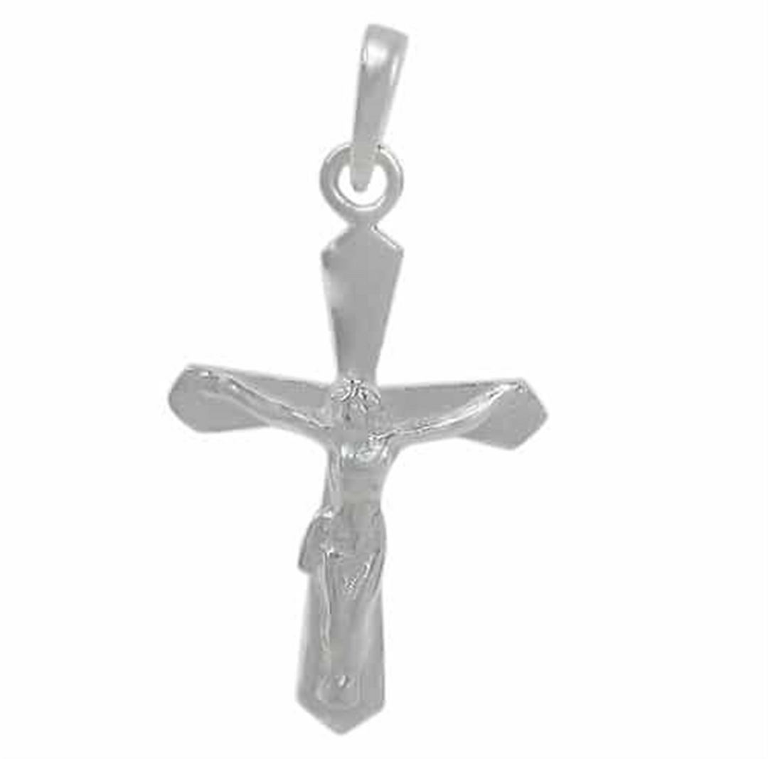 Sterling Silver Polished Crucifix Religious Pendant 
Length: 22.5mm