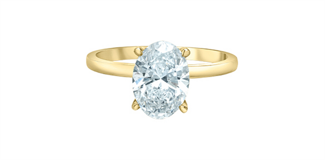 14K Yellow Gold Hidden Halo Oval Lab Diamond Engagement Ring
Centre S