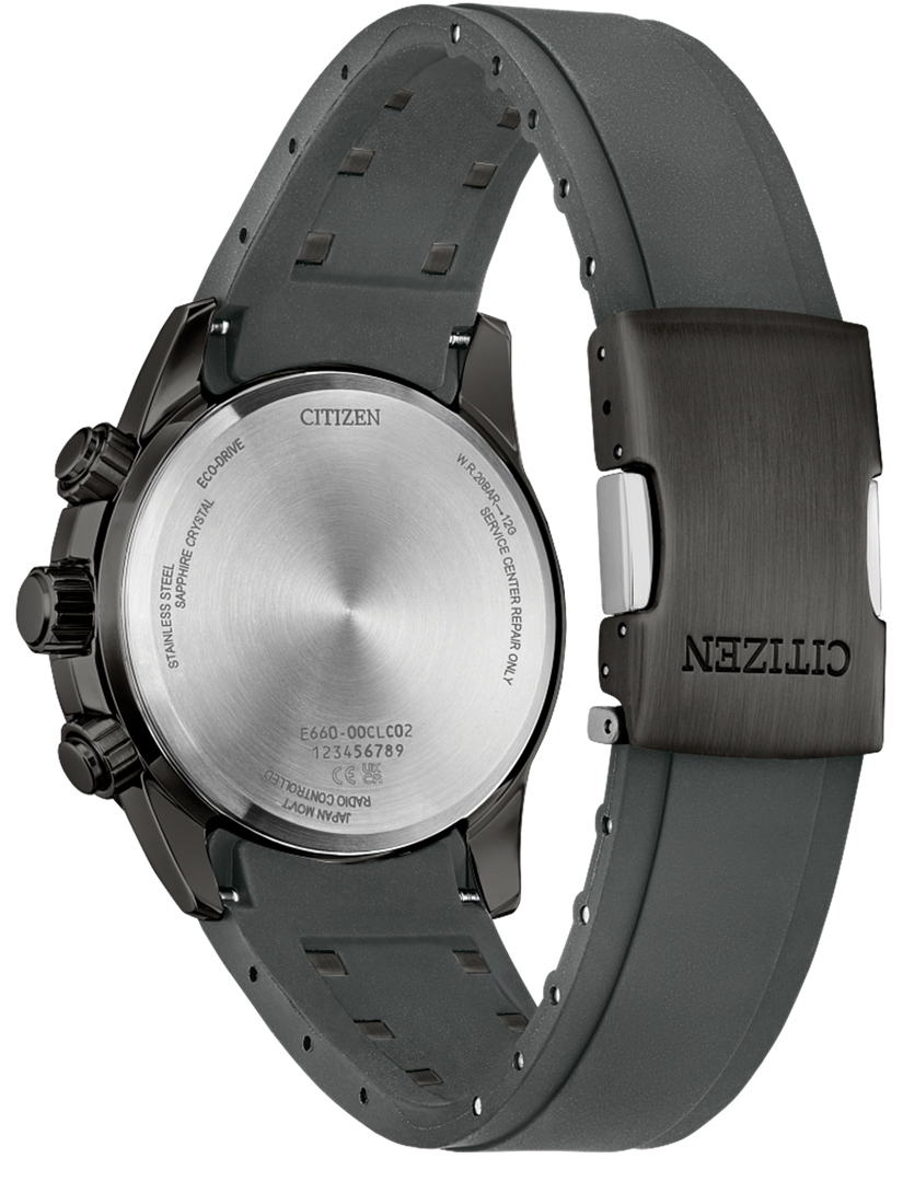 CITIZEN Men's Stainless Steel Solar Chronograph Watch with Black Dial