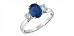 Load image into Gallery viewer, 10K White Gold 3 Stone Lab Sapphire and Lab Diamonds Ring
Primary Sto
