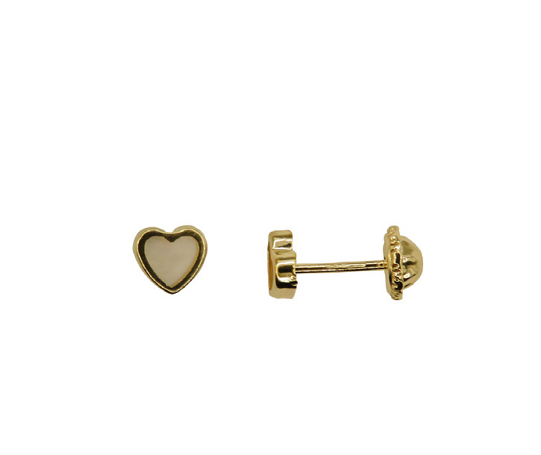 Kid's 10K Yellow Gold Heart Mother of Pearl Stud Earrings

Dimension
