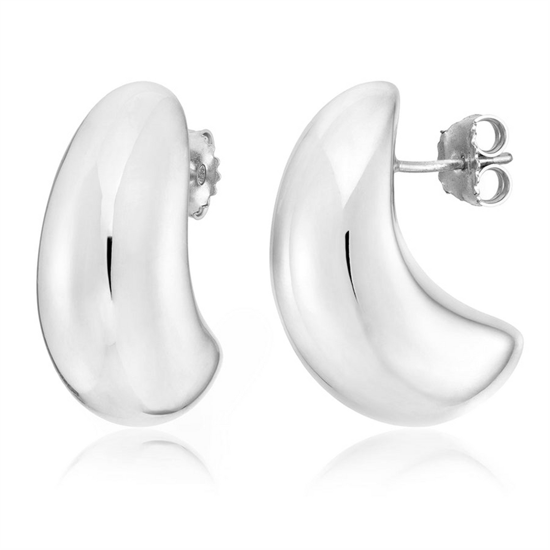 White Sterling Silver Moon Polished Stud Earrings
Earring Length/Diam