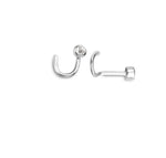 Load image into Gallery viewer, 14K White Gold Corkscrew Nose Ring with Diamond 
Collection: Sparkles
