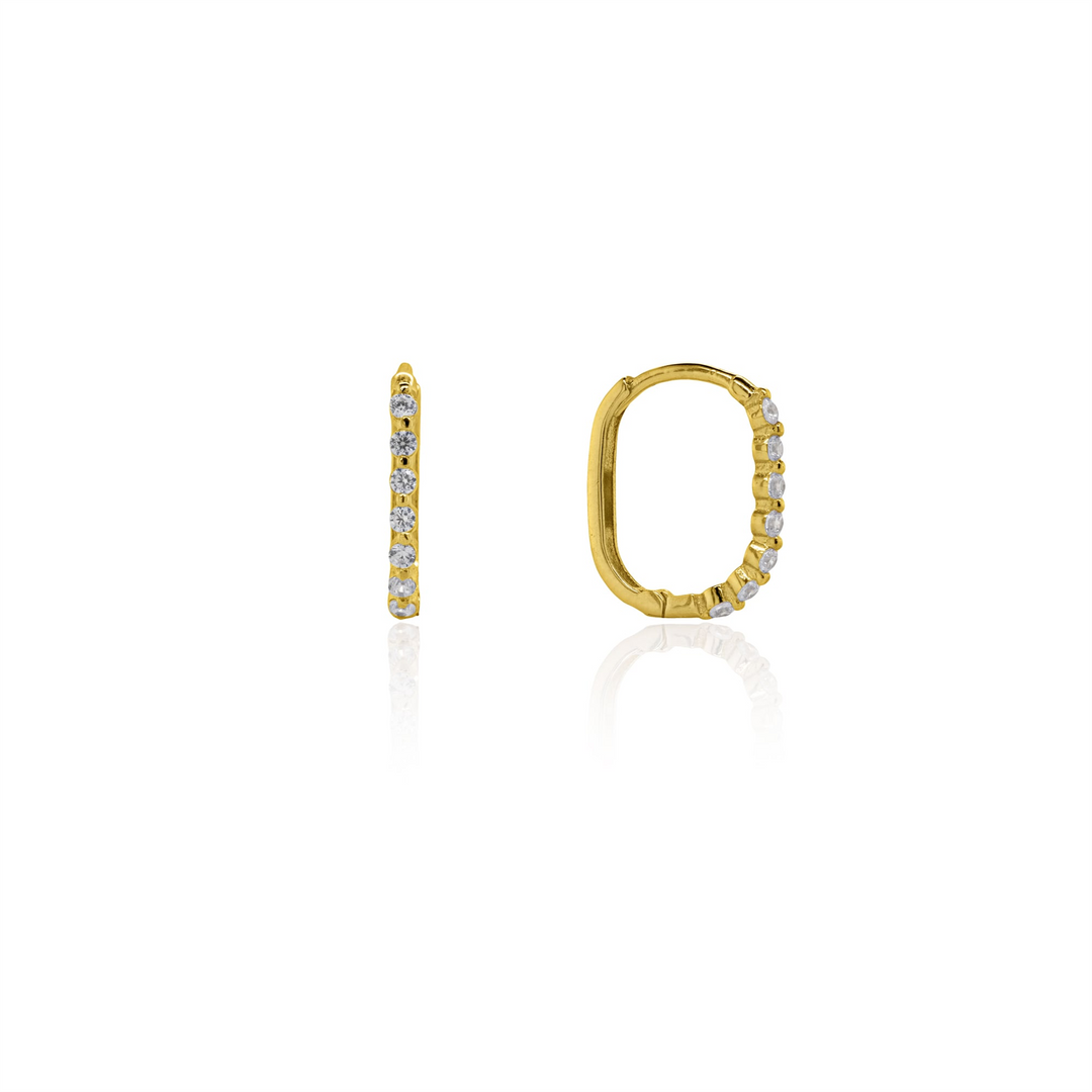 10K Yellow Gold CZ Paperclip Huggie Earrings
 
Dimensions: 12.5mm x