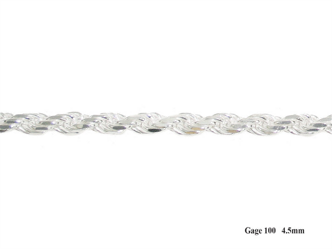 Sterling Silver White Rope Chain 
Width: 4.5mm
Length: 22"