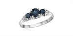 Load image into Gallery viewer, 10K White Gold 3 Stone Sapphires and Diamonds and Sapphires Ring
Prim
