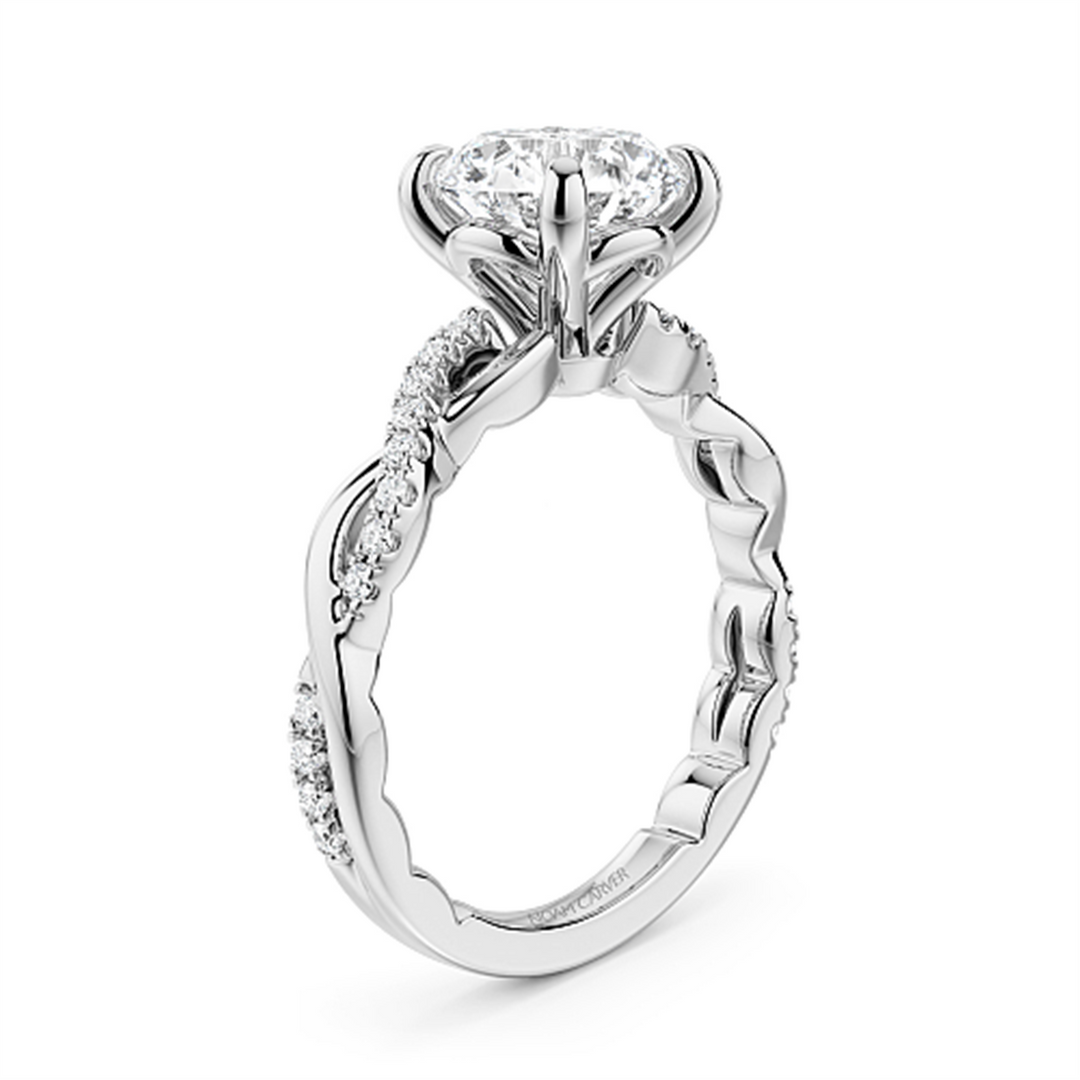 14K White Gold Intertwined Diamond Engagement Ring Semi-Mount
Fits Ce