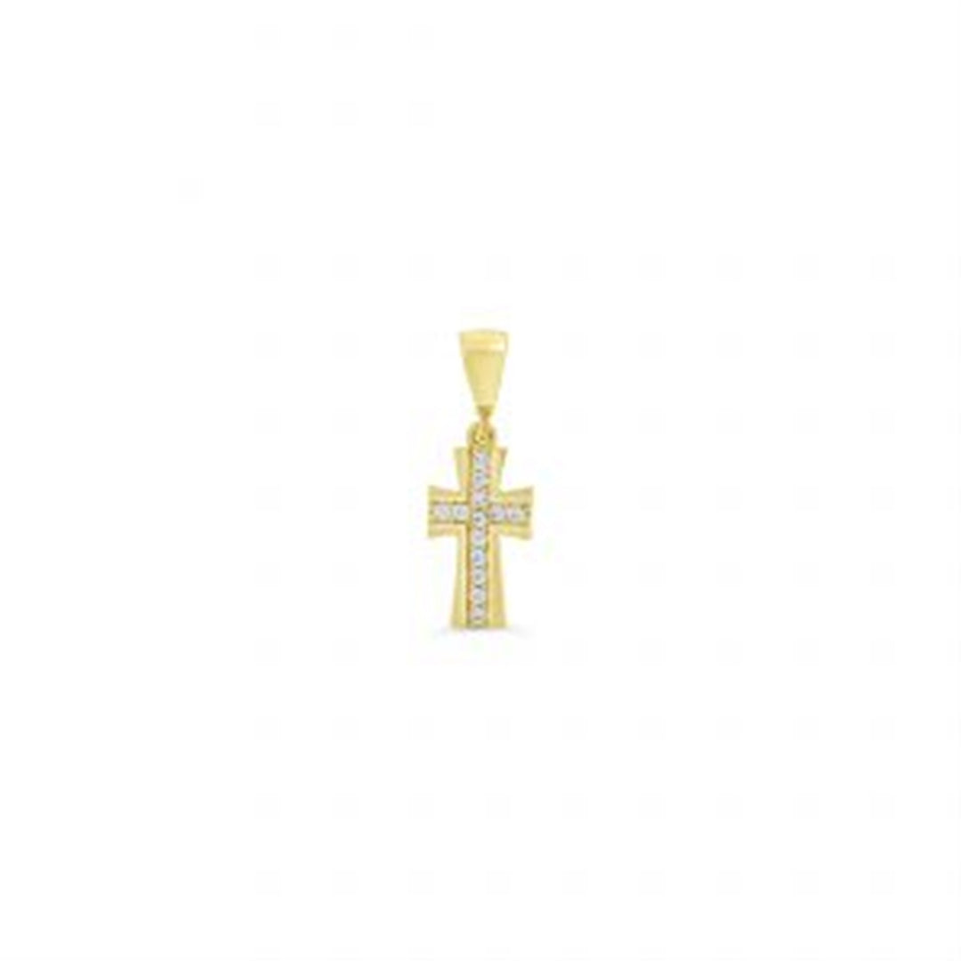 10K Yellow Gold Cross Diamond Religious Pendant