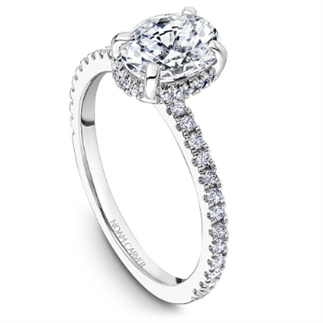 White Gold Hidden Halo Diamond Semi-Mount