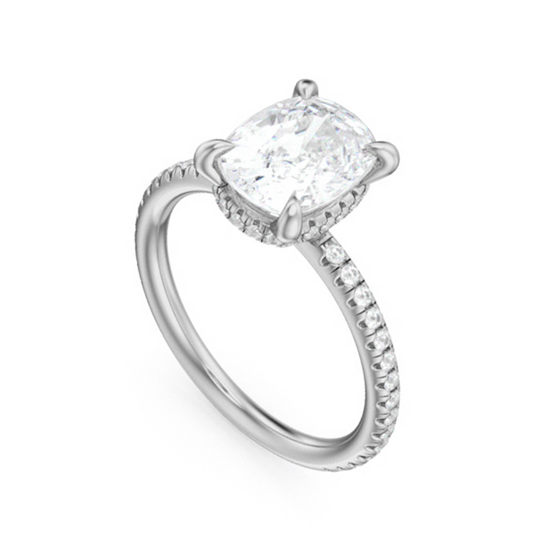 White Gold Side Stones Diamond Engagement Ring Semi-Mount
Fits Centre