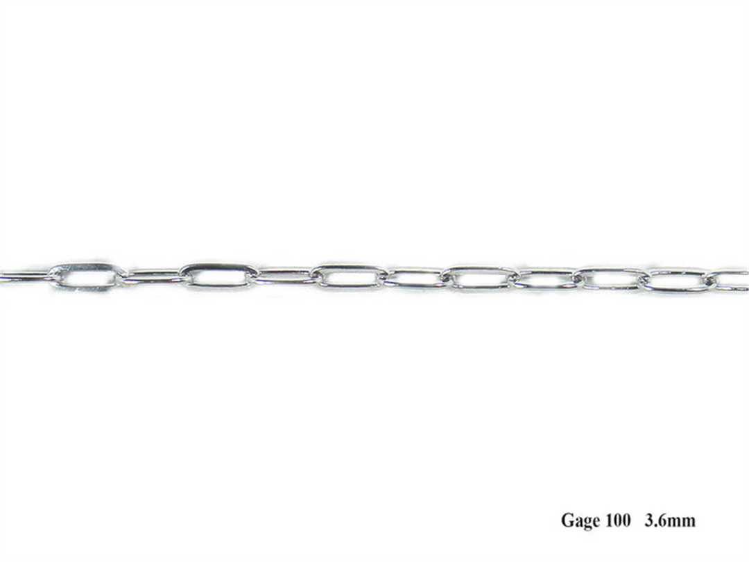 Sterling Silver Paperclip Chain 
Width: 3.8mm
Length: 18"