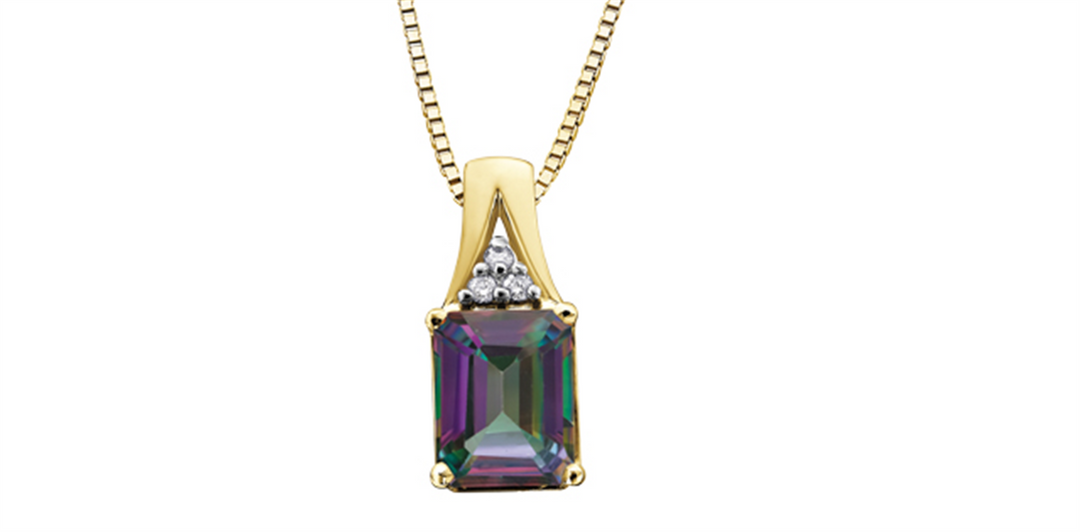 10K Yellow Gold Polished Mystic Topaz Diamonds Pendant Necklace

PEN